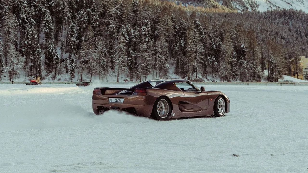A car from the Numero Uno Collection on the snow at an alpine event